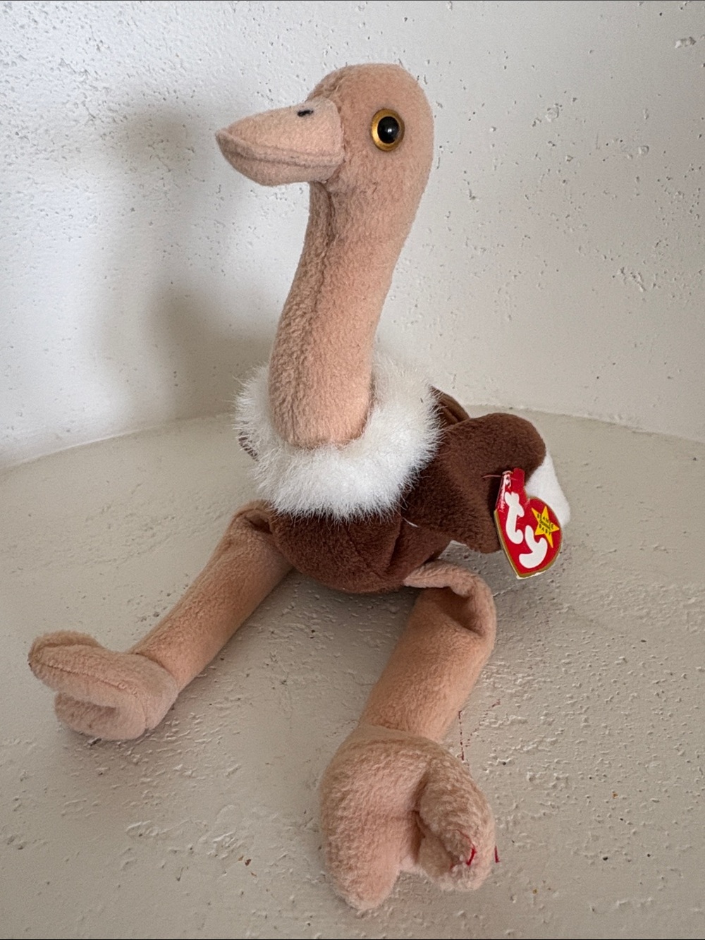 Ty Plush Ostrich Dog Toy - Brown, Tan & White